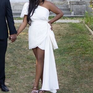 Elegant One-Shoulder White Dress